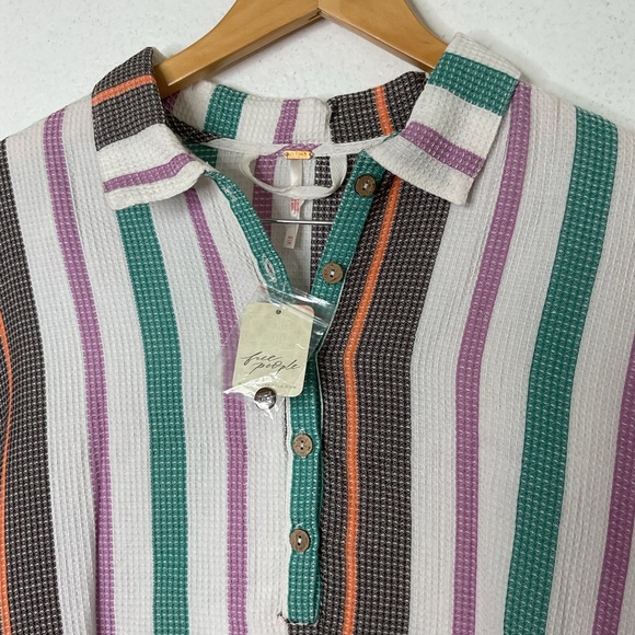 Free People Soleil Time Endless Summer Striped Cotton Polo Size XS NWT $68 - Picture 4 of 10